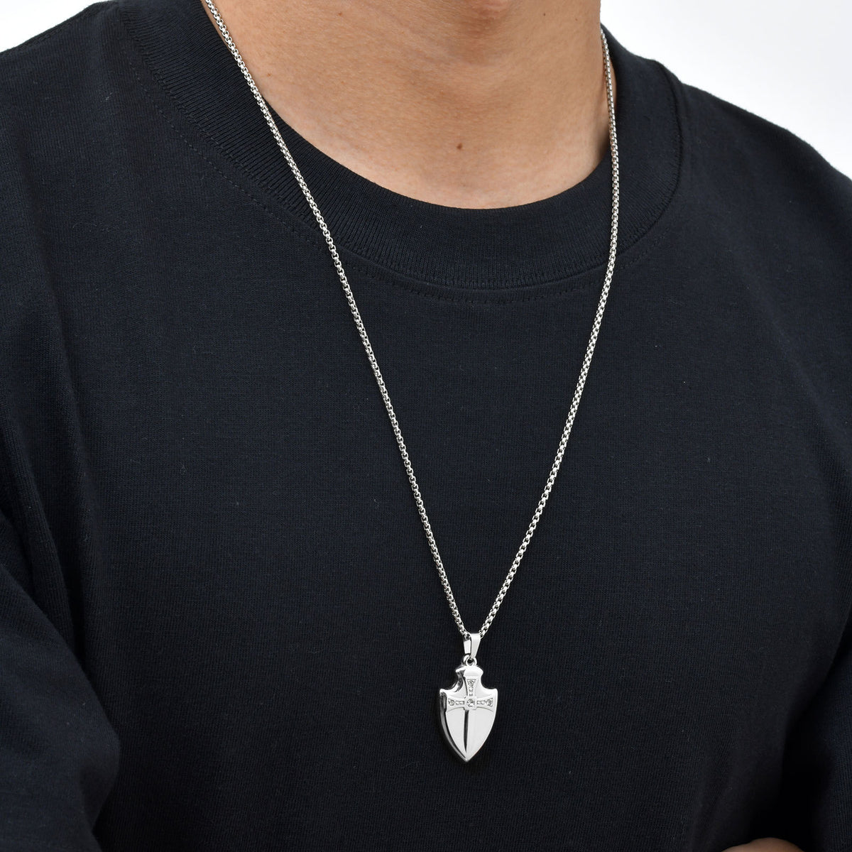 Zircon Pendant — Silver or Black, Chain Optional