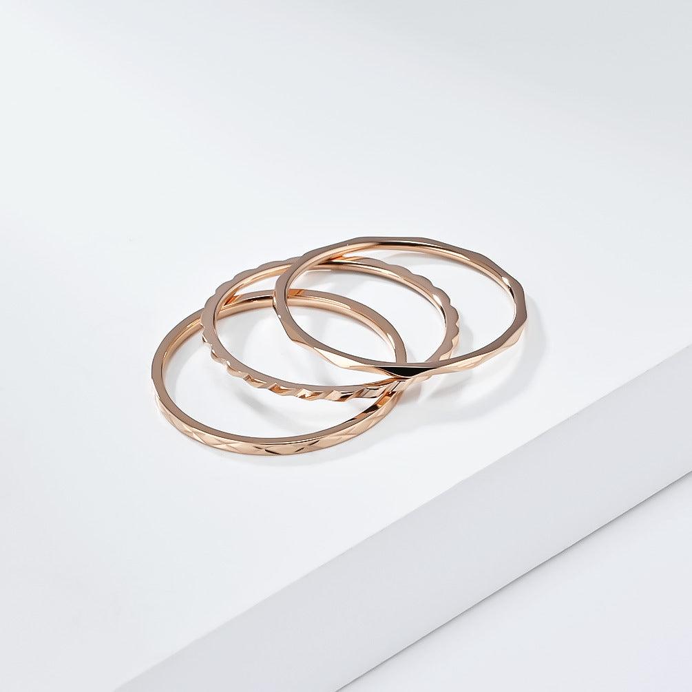 Planderful Everyday Genie 1mm Stackable Titanium Steel Ring Set For Women Light Luxury Hand Jewelry Sizes 5 To 10
