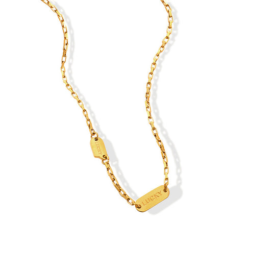 Gold Plated Korean Double Clavicle Chain Necklace with Titanium Finish