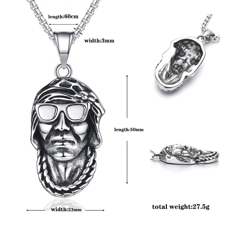 Steel Necklace - Vintage Punk Pendant for Everyday Streetwear Chic by Planderful