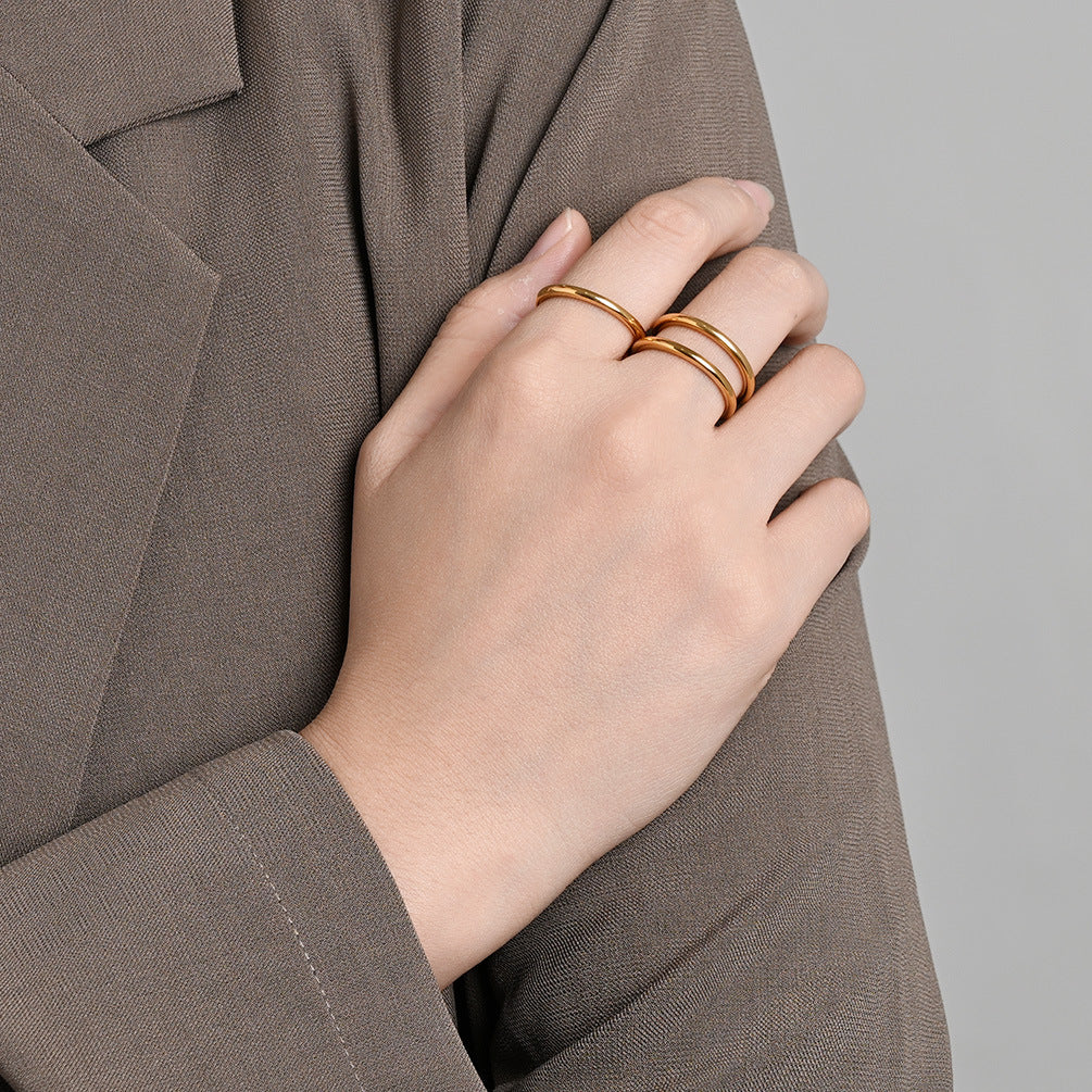 Planderful Stacking Ring Three Layer Titanium Steel For Women High End Fashion Jewelry