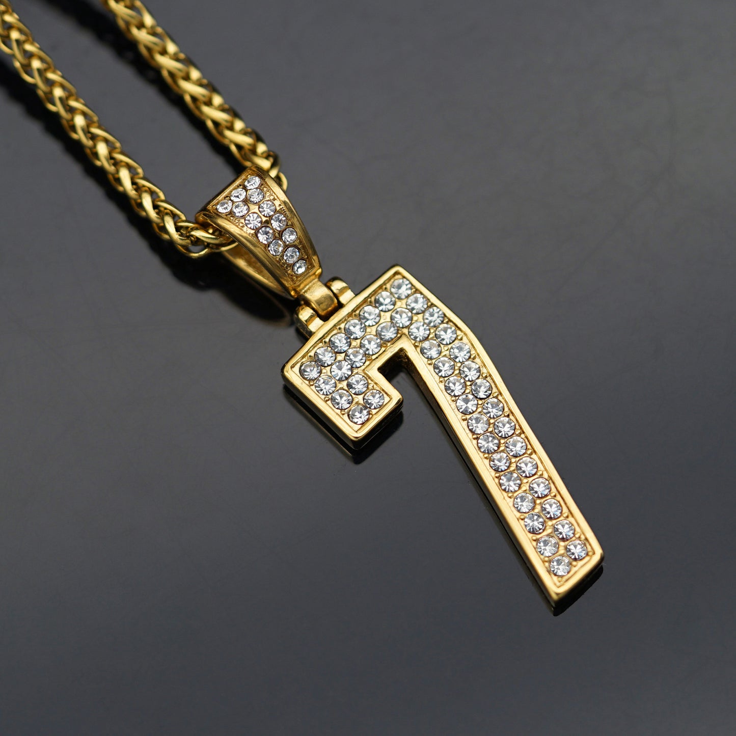 Planderful Hip Hop Pendant Necklace Unisex Bold Statement Gold Plated Zircon Stainless Steel