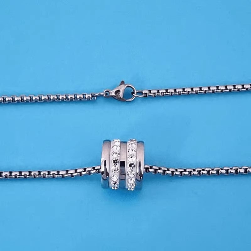 Planderful Jewelry Titanium Necklace Zircon Chain