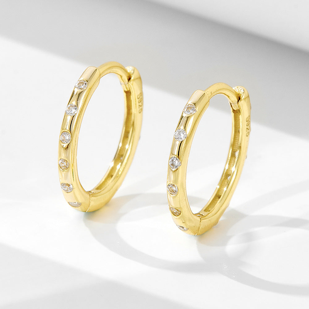 S925 Sterling Silver Zircon Earrings, Ear Buckles,, And Geometric Circle Earrings.