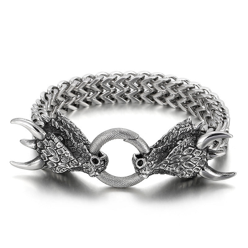 Retro Animal Head Woven Stainless Steel Men's Bracelet from Planderful Collection