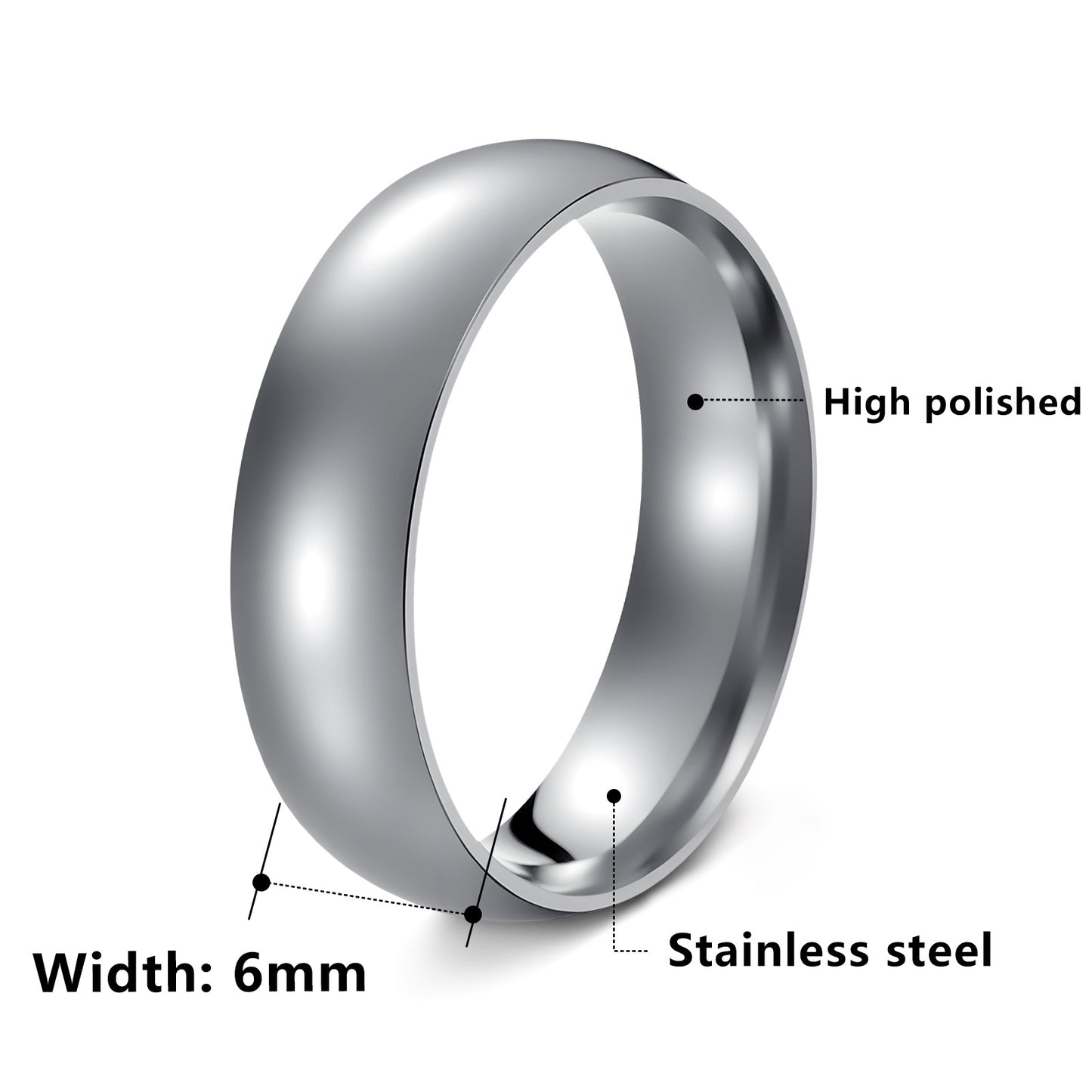 Planderful Stainless Steel Ring Unisex 6mm Minimalist Durable Everyday Wear For Men And Women