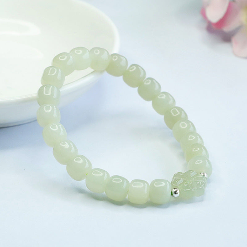 Qingshui Hetian Jade Petal Bead Bracelet