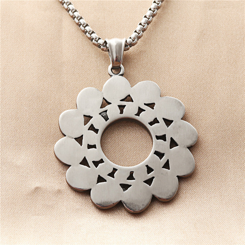 Personalized Titanium Steel Mandala Pendant Necklace for Men - Retro Punk Trendy Design