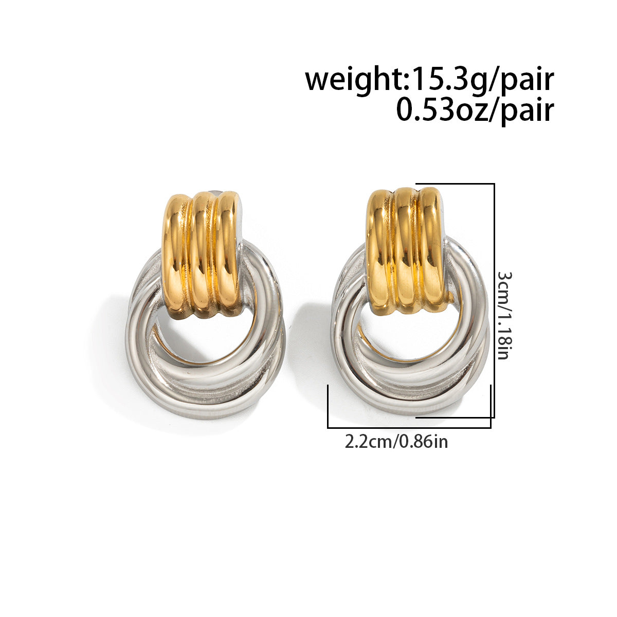 Planderful C Shaped Stainless Steel Ear Clip Earrings with Contrasting Knot Detail For Women Statement Jewelry