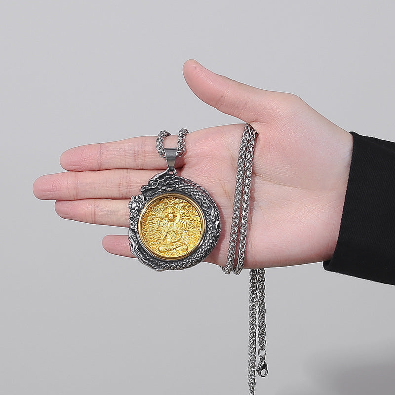 Steel Necklace – Elegant Mens Zodiac Buddha Retro Chain for Everyday Style and Gift