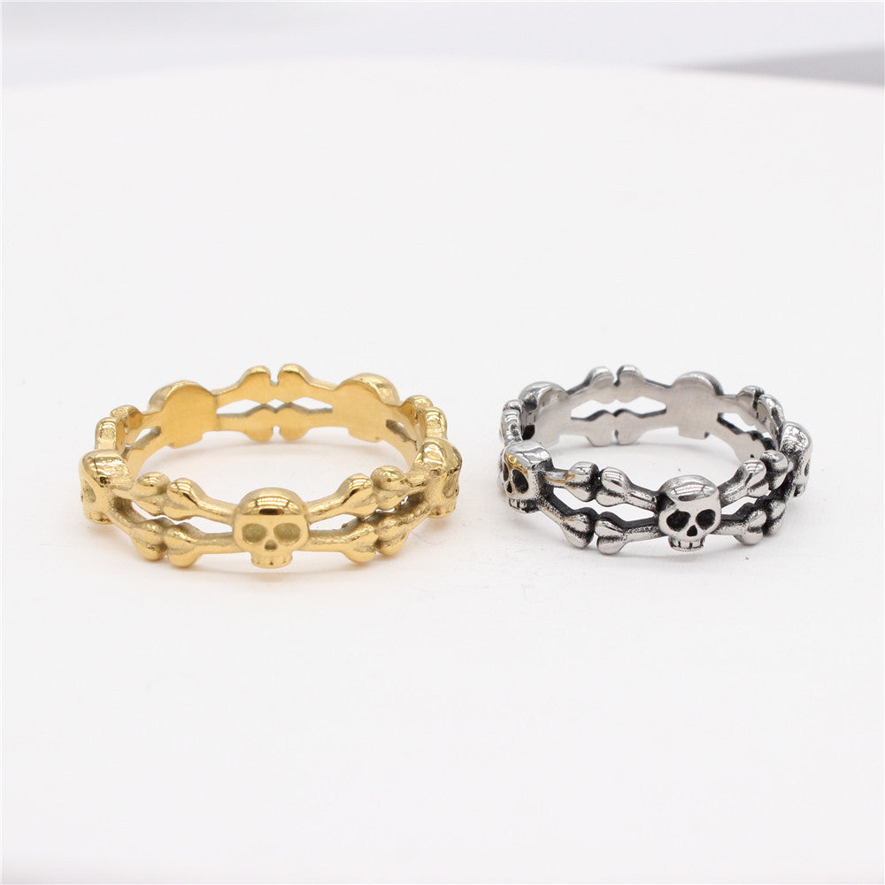 Retro Skull Band Titanium Steel Ring