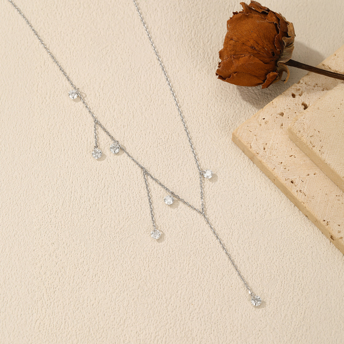 925 Sterling Silver Tassel Geometric Moissanite Necklace