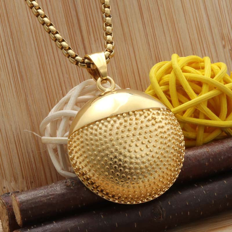 Trendy Titanium Steel Round Pendant Necklace for Men - Punk Style Retro Pot Design