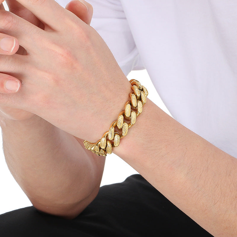 Planderful Everyday Genie Men Titanium Steel Cuban Bracelet