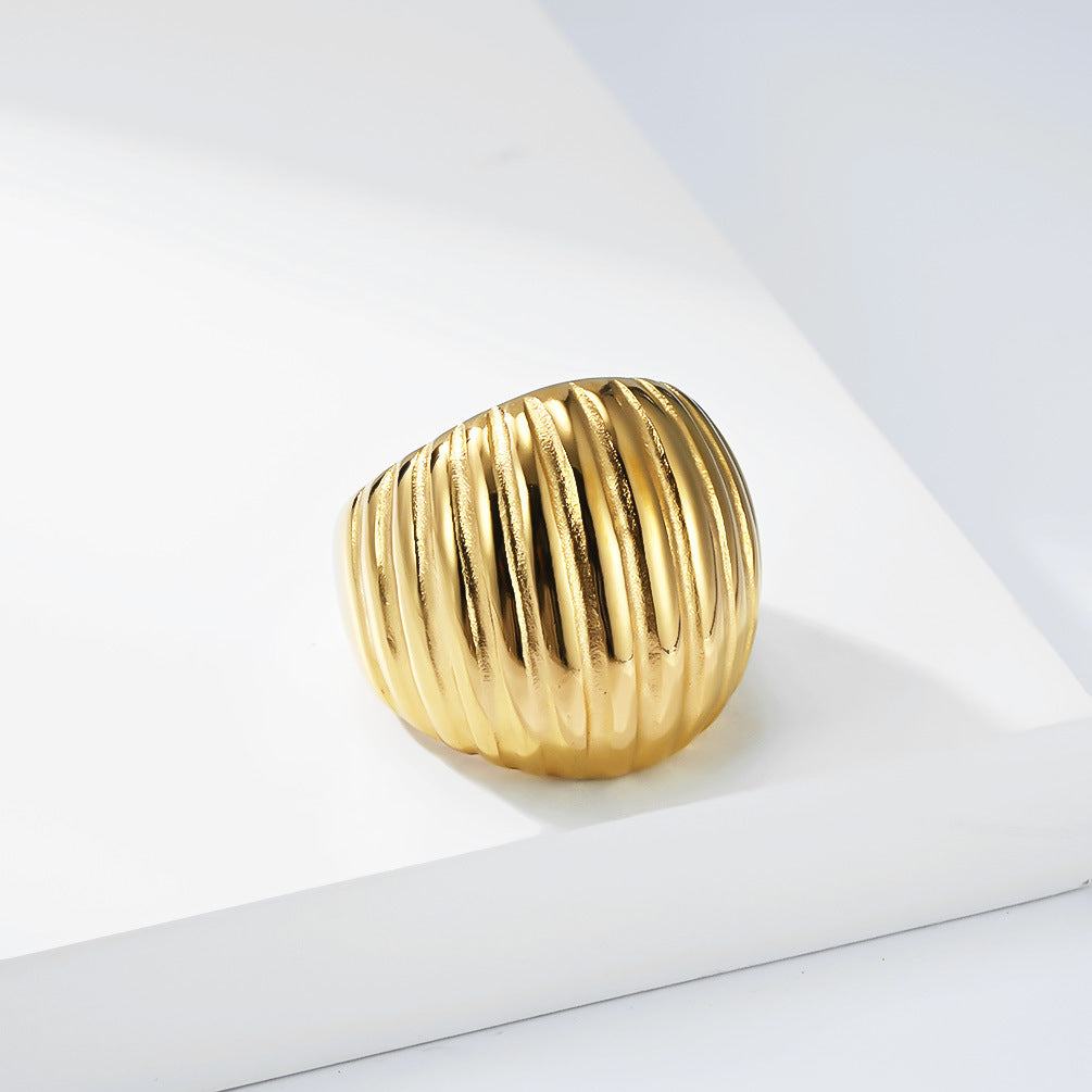 Titanium Steel Ring With Bold Wave Pattern Unisex Jewelry By Planderful Everyday Genie