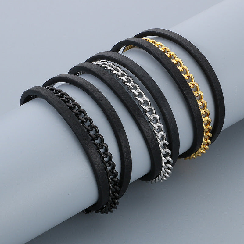 Planderful Mens Microfiber Leather Bracelet Magnetic Buckle