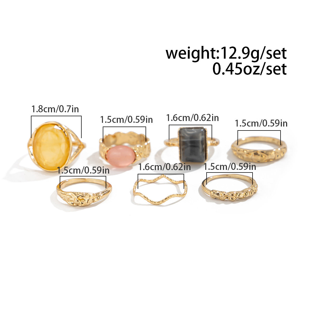 Planderful Vienna Verve Gemstone Ring Set Stackable Lava Rings For Bold Fashion Lovers Statement Jewelry