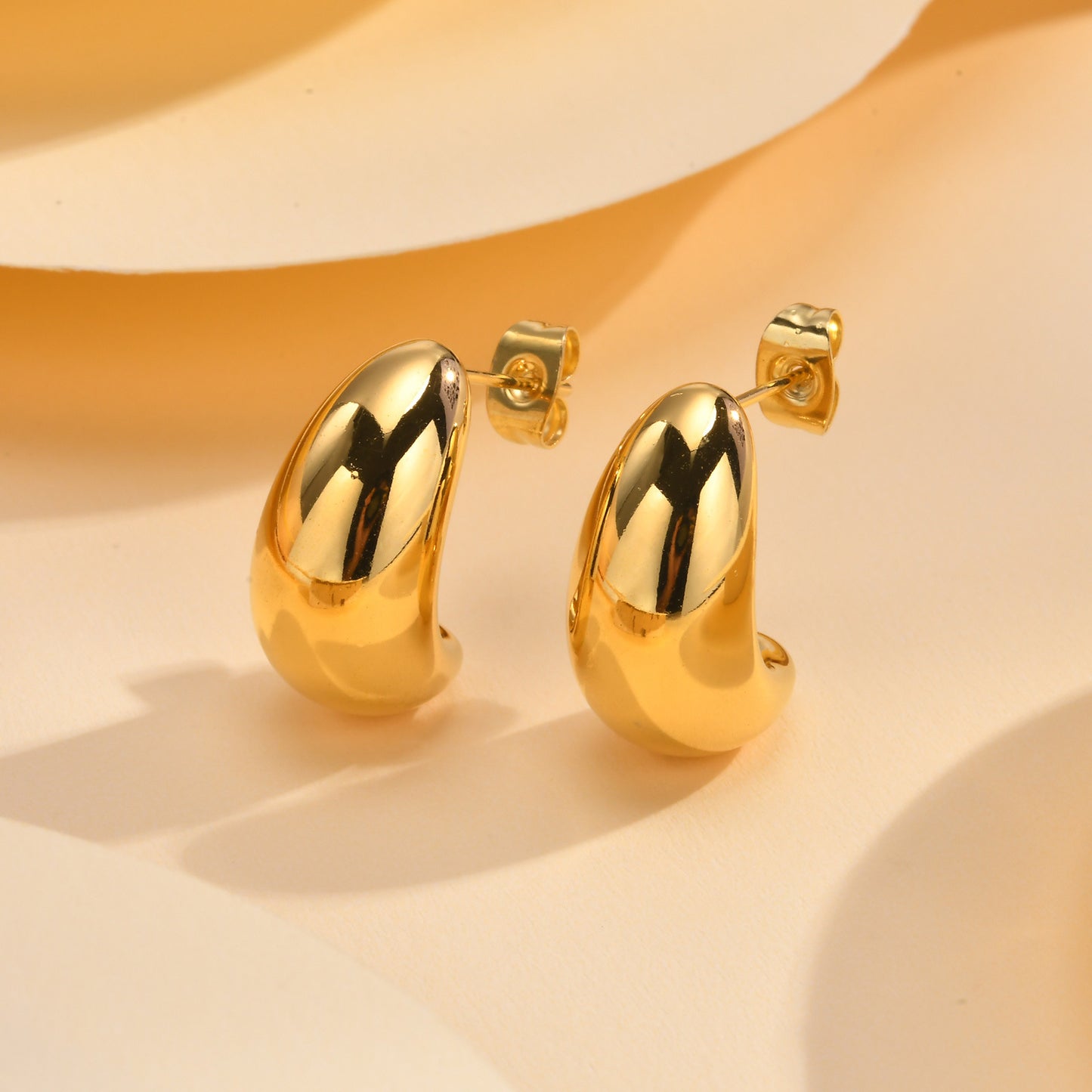 Jewelry Semicircular Glossy Stainless Steel Curved Earrings