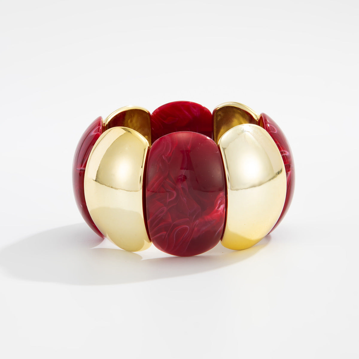 Planderful Vienna Verve Burgundy Elastic Bracelet For Women Irregular Smudge Design Statement Jewelry