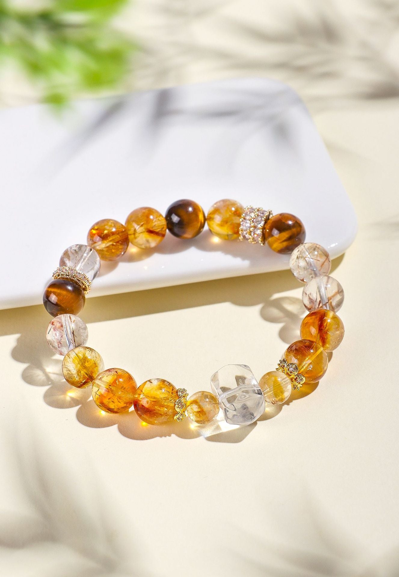 Planderful Fortune's Favor Bracelet – Natural Tiger's Eye and Citrine Gemstones