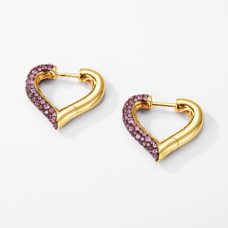 Planderful Jewelry Sterling Silver Red Corundum Earrings European Style Luxury for Women