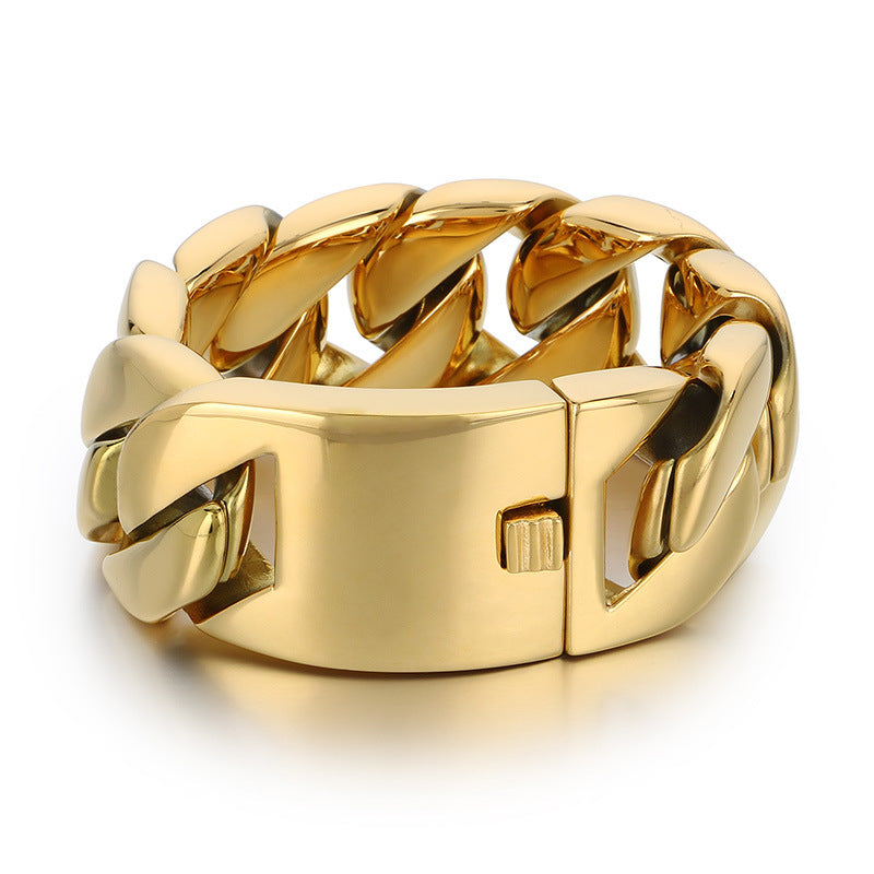 Planderful Wide Cuban Chain Bracelet For Men Titanium Steel