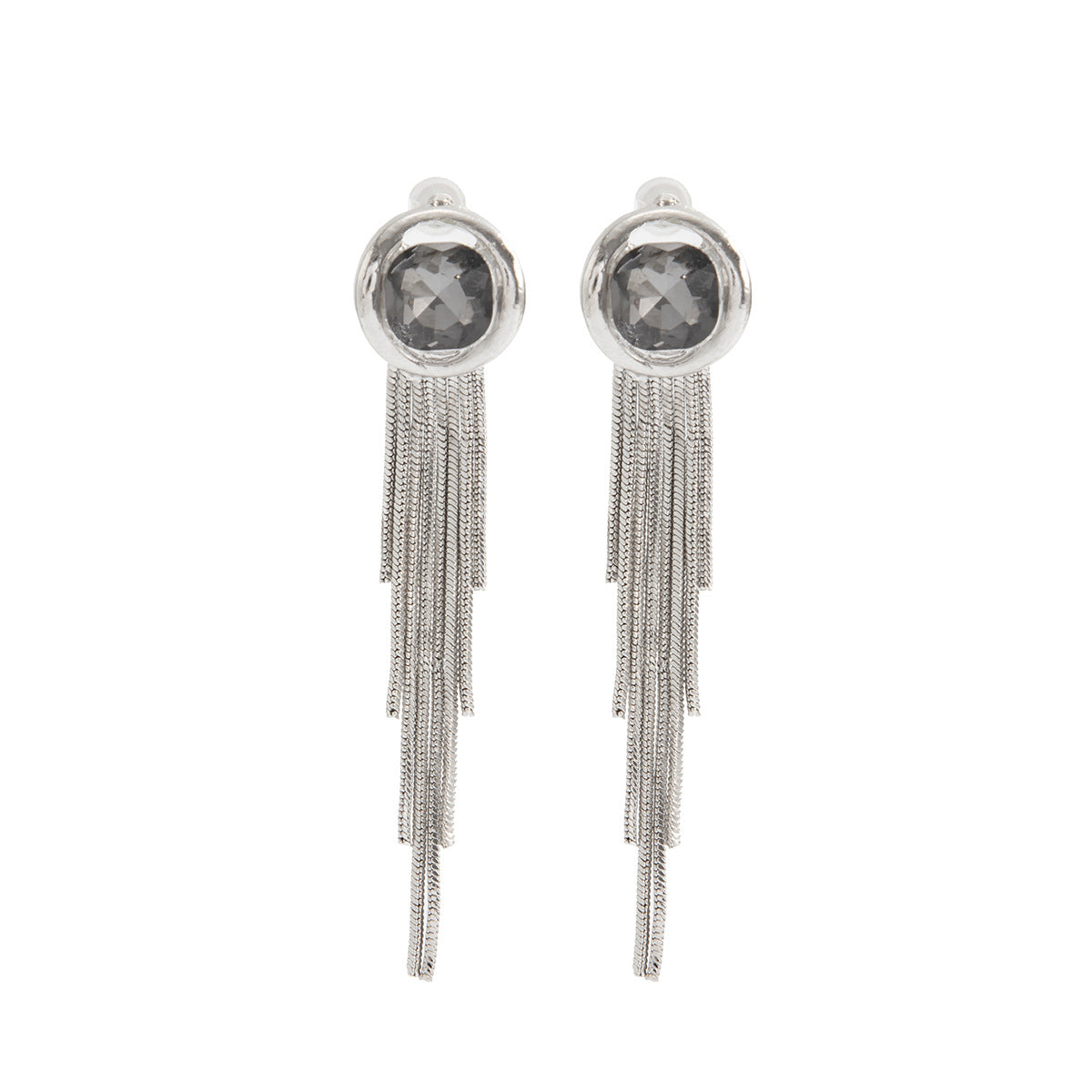 Planderful Vienna Verve Geometric Stone Earrings For Professional Women Long Snake Bone Chain Fringe Statement Studs