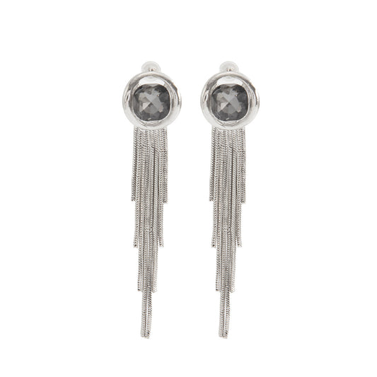 Planderful Vienna Verve Geometric Stone Earrings For Professional Women Long Snake Bone Chain Fringe Statement Studs
