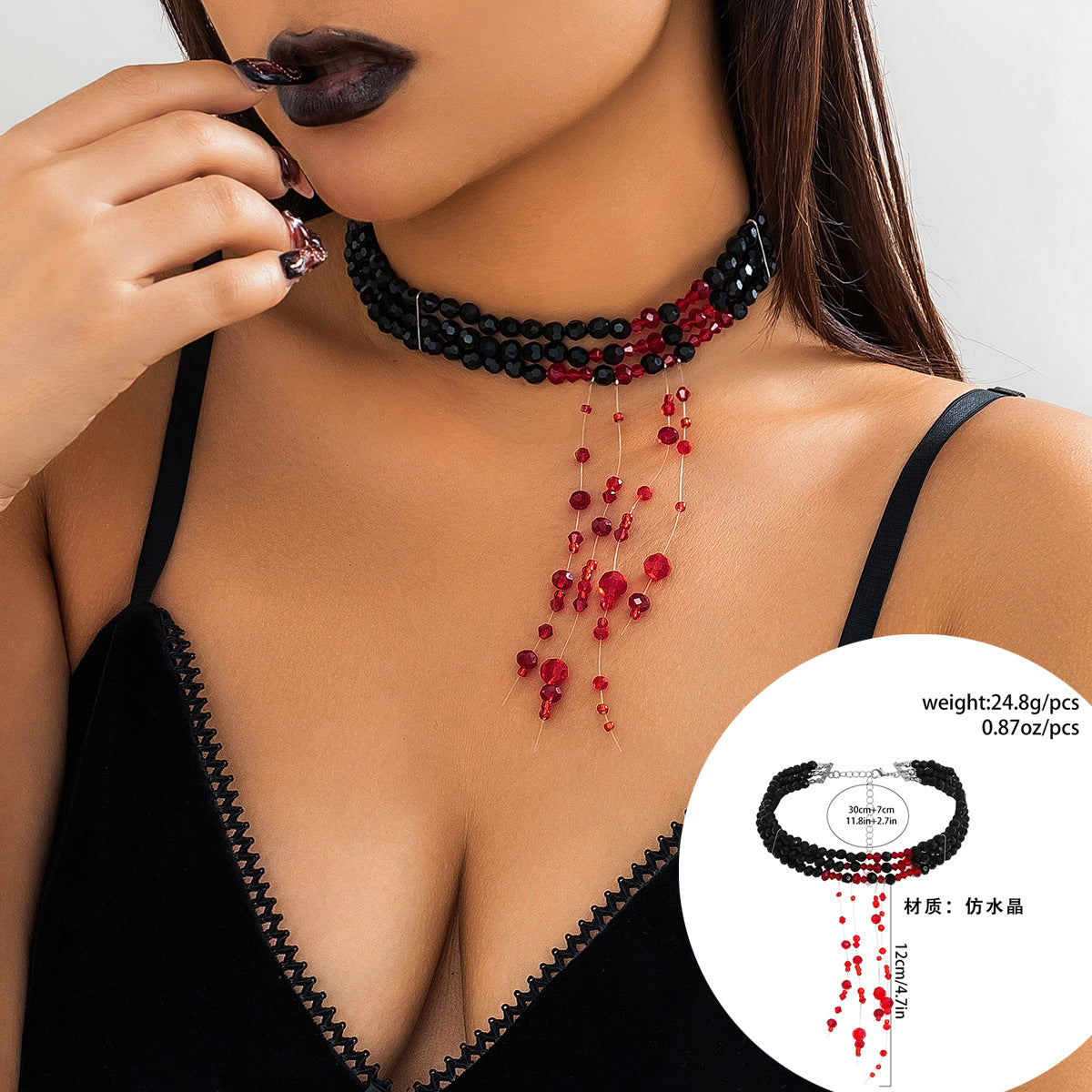 Gothic Style Multi-layer Necklace with Blood Dripping Tassels