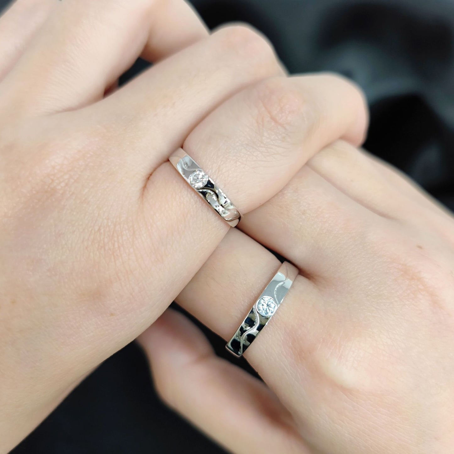 Spring And Summer New Silver Ring Pair With Moissanite