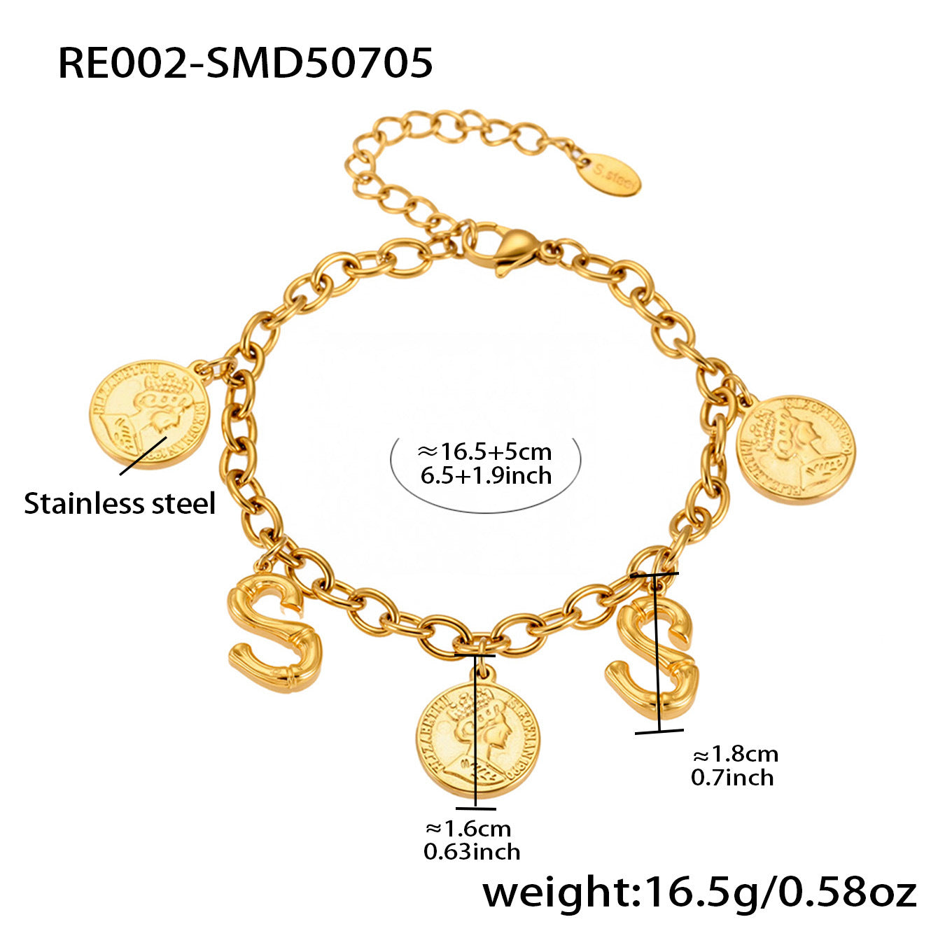 Planderful 26 Letters Queen Elizabeth Luxury Bracelet Women