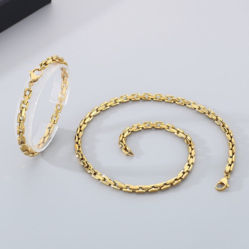 Lobster Buckle Bamboo Chain Bracelet Stainless Steel Men