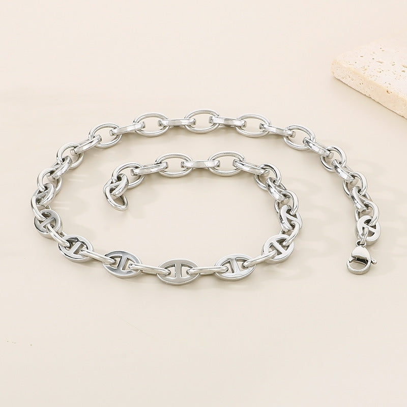 Hip Hop Trend Japanese Bracelet and Necklace Titanium Steel