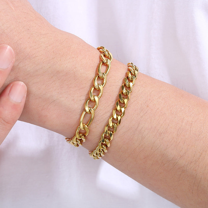 Minimalist Unisex Bracelet Stacked Figaro Twist Chain Cuban Chain