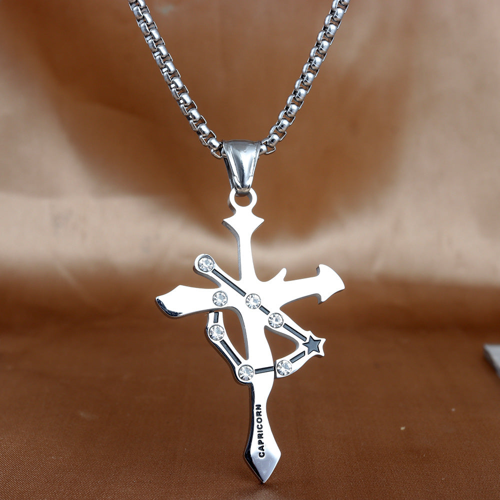 European And American Stainless Steel Constellation Cross Pendant