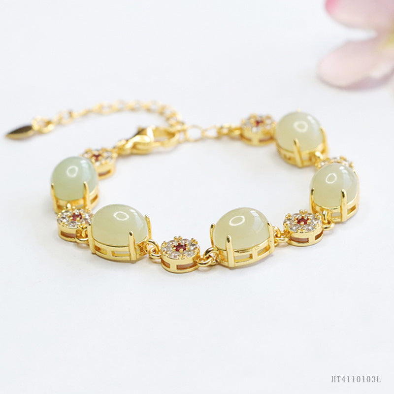 Qingshui Hetian Jade Five-Stone Bracelet