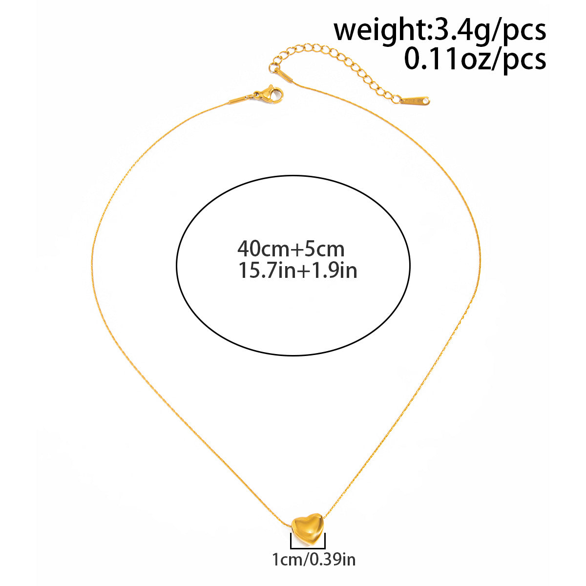 Stainless Steel Love Heart Pendant Collarbone Necklace Pvd Gold-Plated