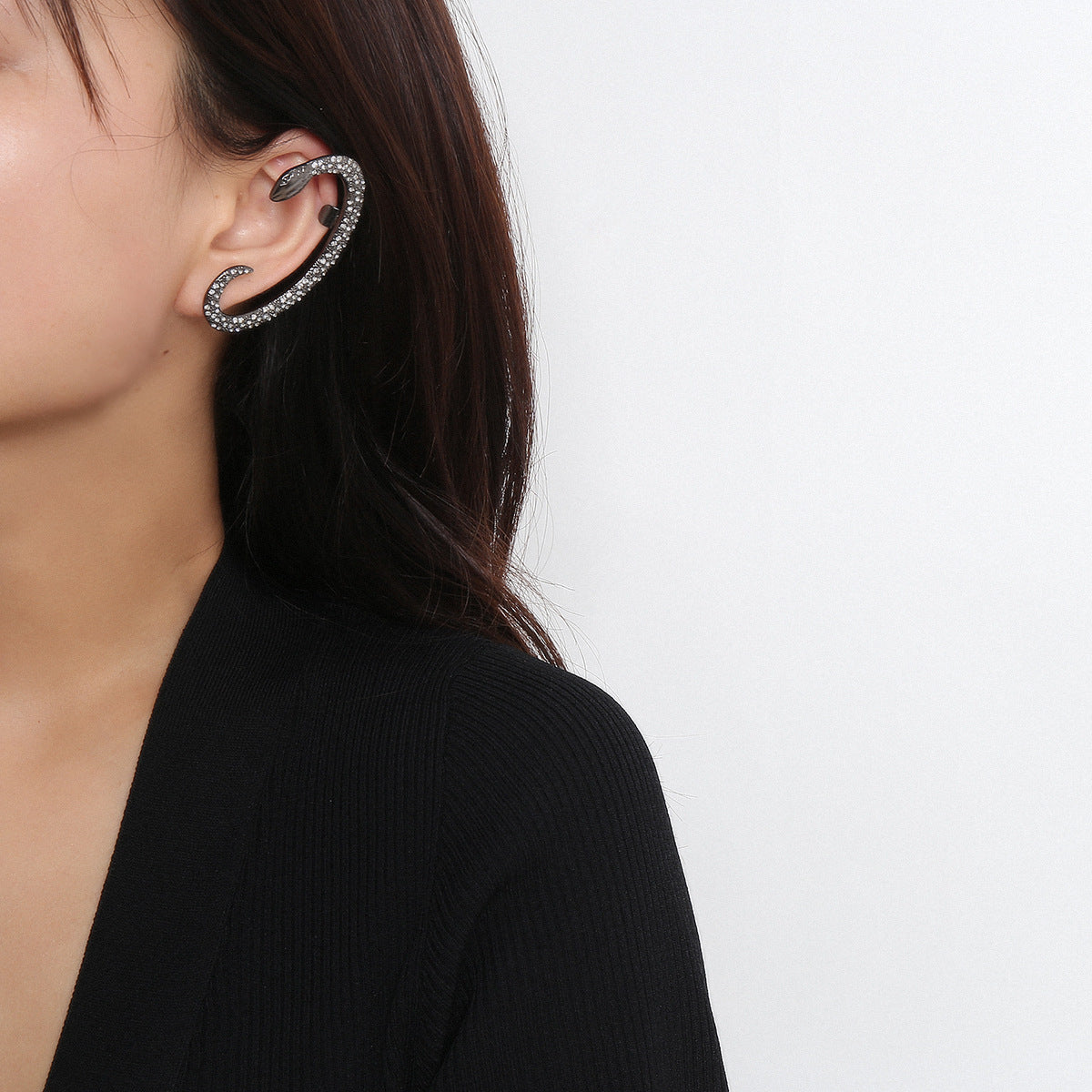 Exaggerated Snake and Dragon Earrings with Zircon Details