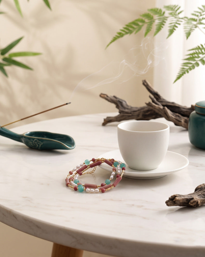Freshwater Pearl & Aventurine Multi-Wrap Bracelet