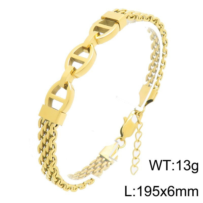 Mesh Chain – Pig Nose Curved Bar Stainless Steel Men's Strap Chain Bracelet