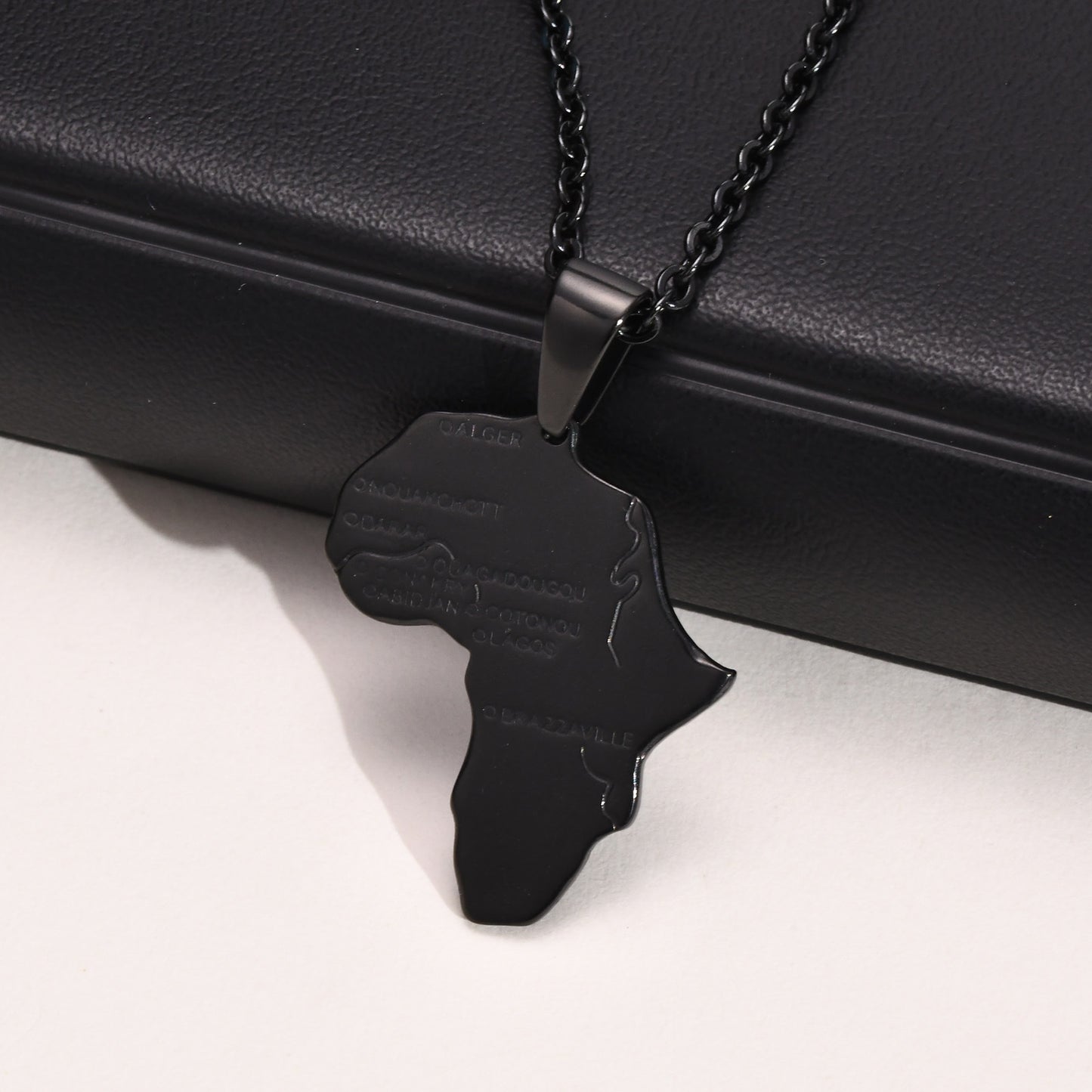 Stainless Steel Africa Map Pendant Necklace for Men
