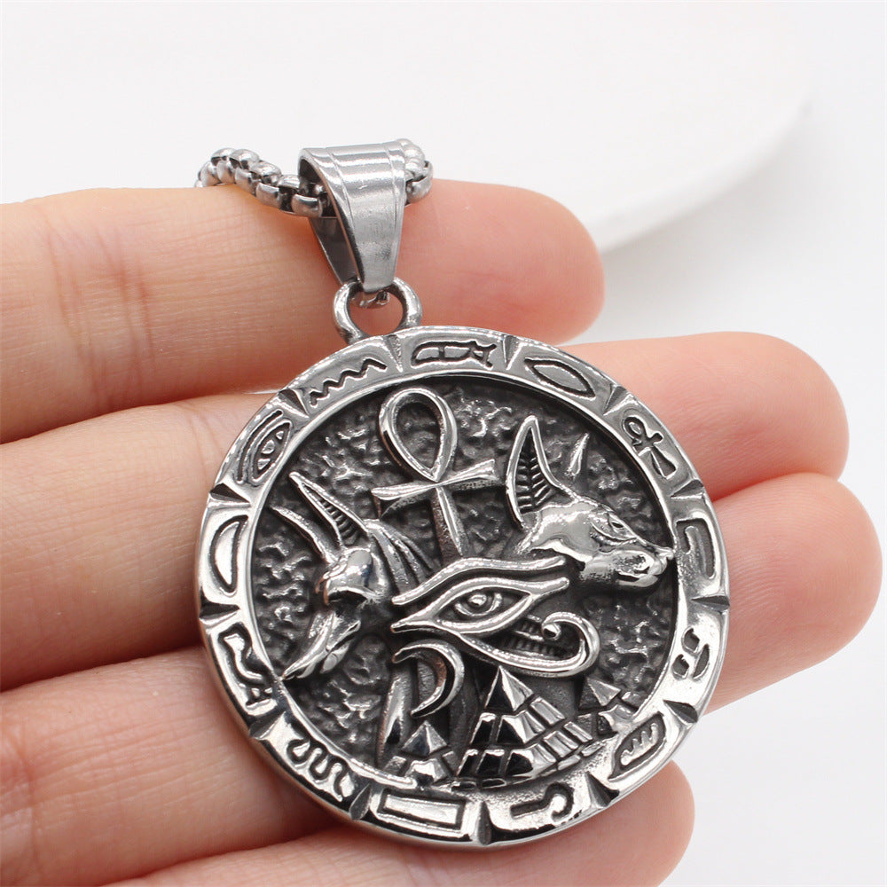 Planderful Everyday Genie – European and American Retro Anubis Men's Titanium Steel Pendant Necklace