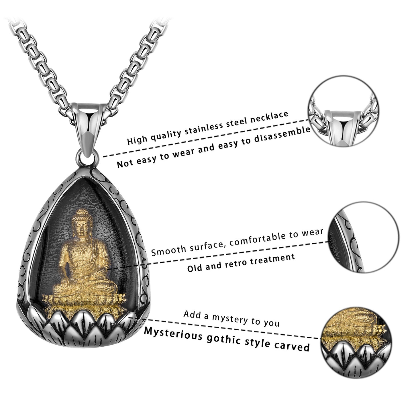 Steel Necklace – Vintage Patron Saint Pendant Necklace
