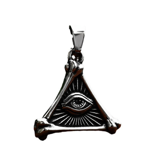 Titanium Steel Retro Triangle Pendant with Devil's Eye Design for Men - Wholesale Jewelry