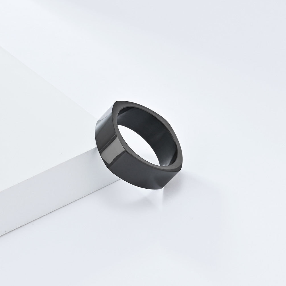 INS Neutral Simple Square Titanium Steel Ring for Men