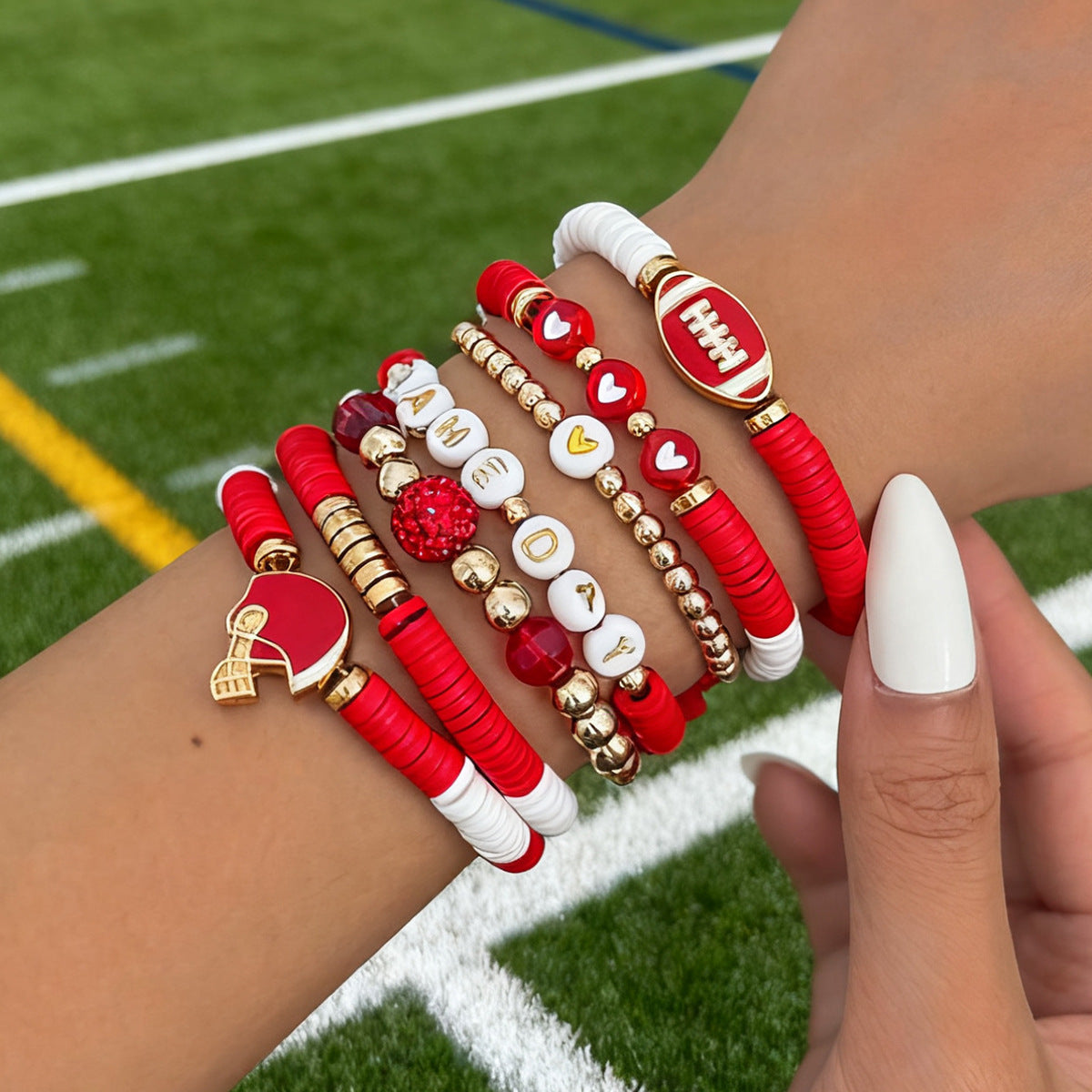 Planderful Football Bracelet Set Vienna Verve Game Day Jewelry For Women Bold Colorful Drip Statement