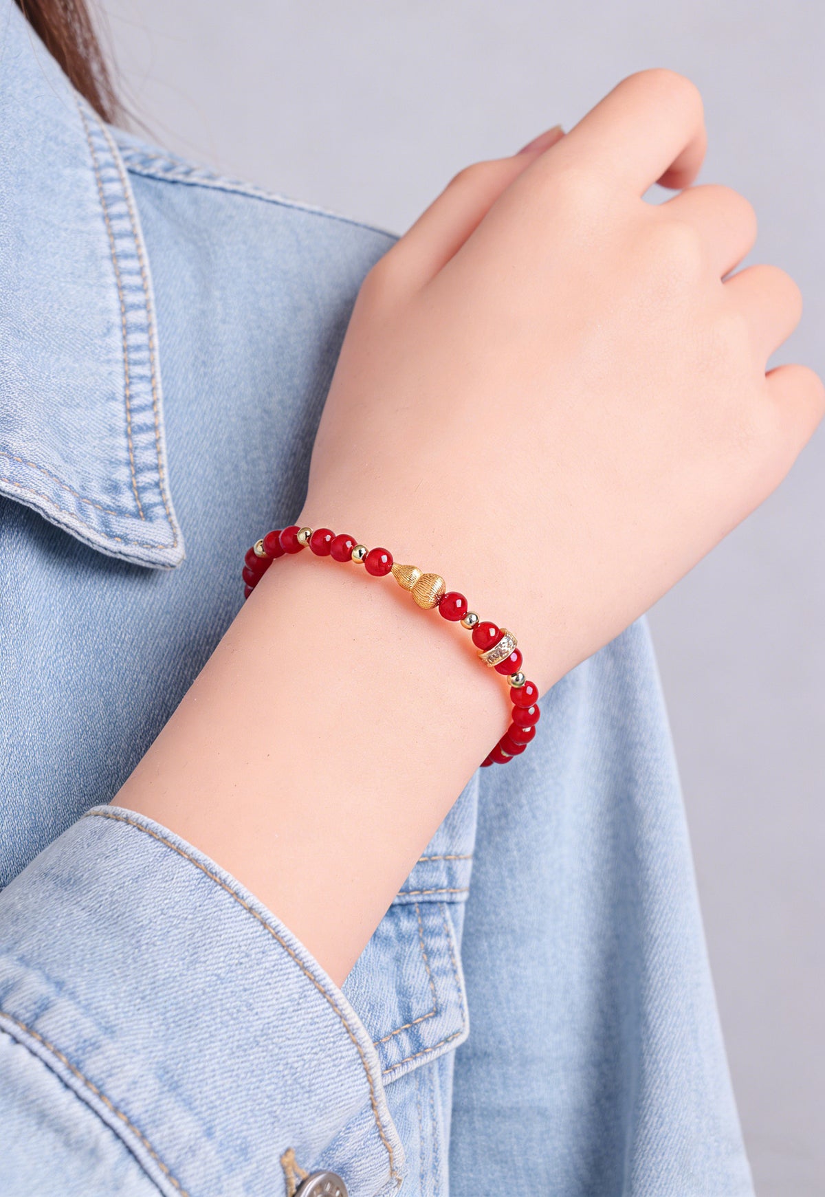 Amethyst Rose Quartz Crystal Gourd Bracelet