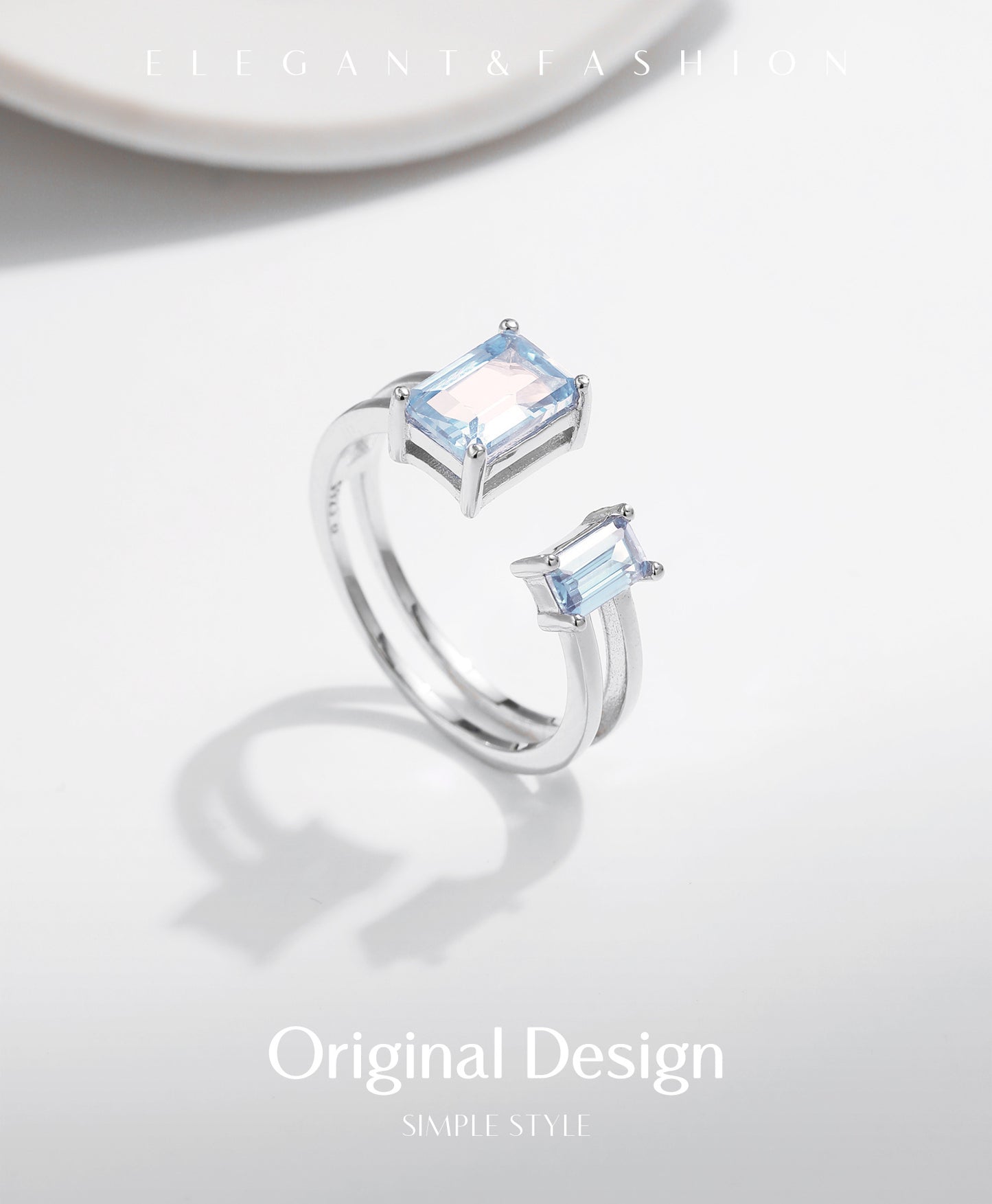Planderful Everyday Genie Ring – Adjustable Double-Layer Design with Imitation Aquamarine