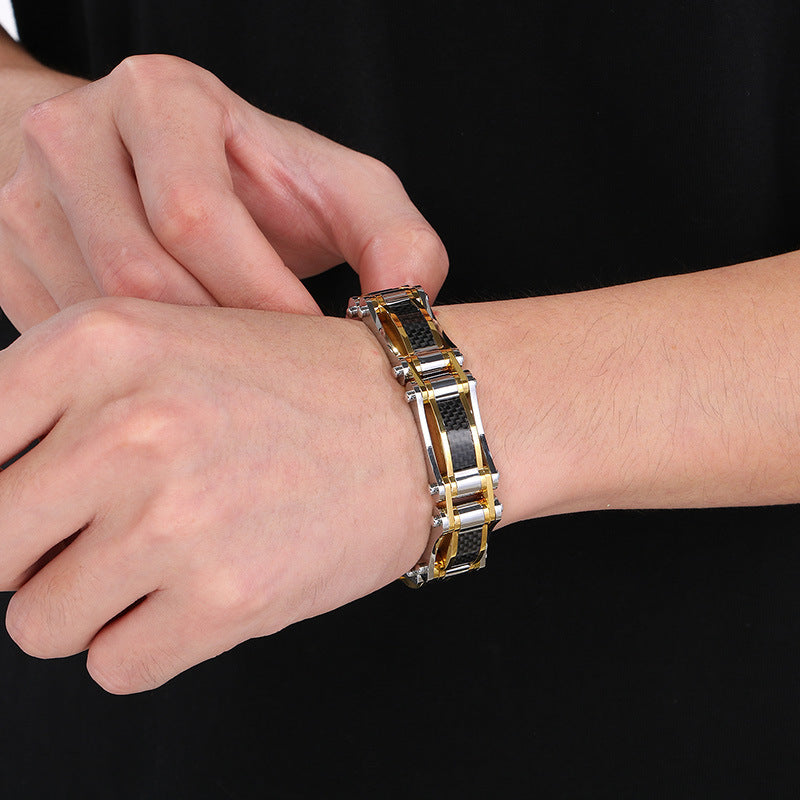 Planderful Carbon Fiber Titanium Bracelet For Men Versatile