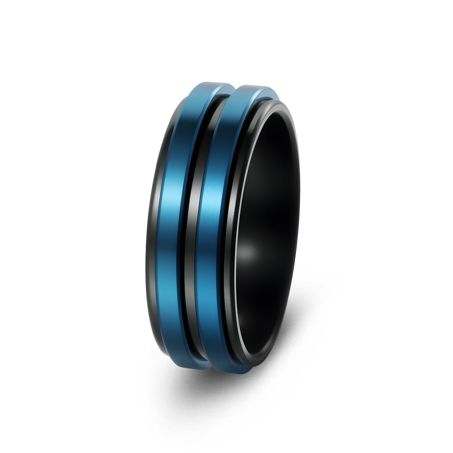 Planderful Two Tone Rotating Ring Stress Relief Unisex Titanium Steel Decompression Jewelry